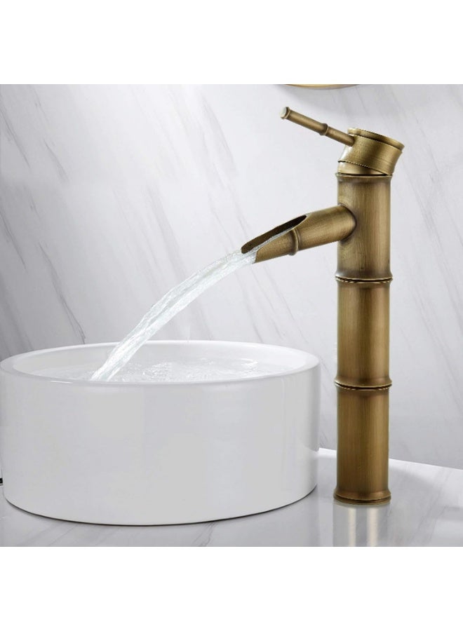 YD Premium Single-Handle Bathroom Faucet with Modern Bamboo-Inspired Design, Durable Build, Easy Installation, High Flow Efficiency, and Sleek Contemporary Style for Vanity Sinks - Image 1